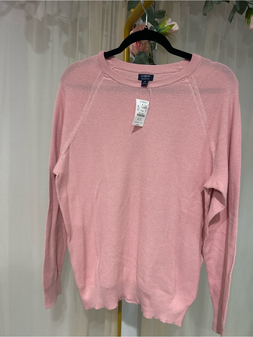 J.Crew 100% Cotton Textured Crewneck Sweater Pink NWT Size M